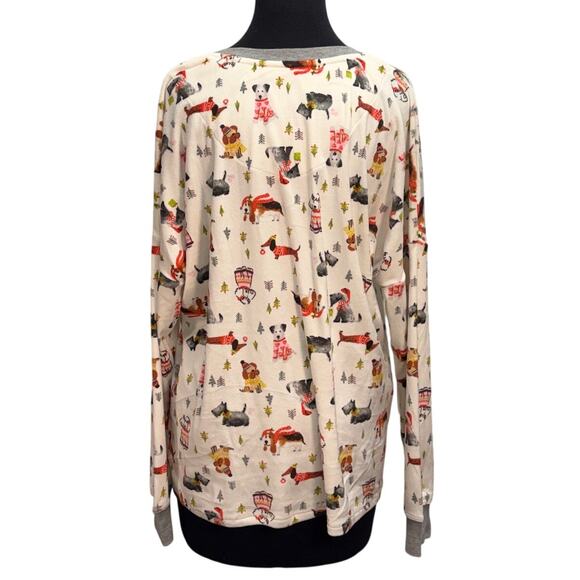 Cuddl Duds Dog Print Fleece Lounge Top XL Cozy Sleep Shirt - Picture 2 of 6
